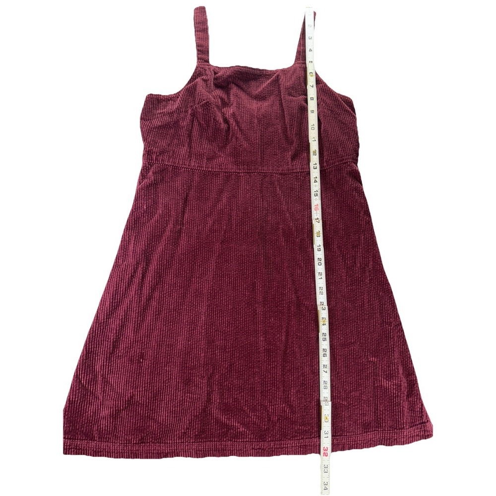 American Eagle Size Medium Corduroy Skirt Overall Dress Wine Adjustable Straps - Picture 5 of 16